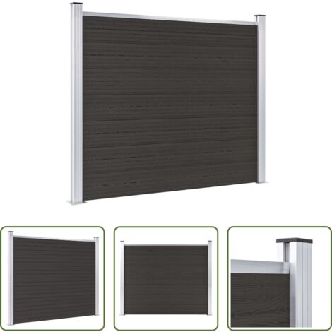 Valla de seguridad -  Panel de valla WPC negro 180x146 cm