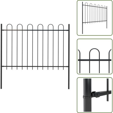 Valla de seguridad - vidaXL Valla de jardín Boxtel con aro superior de acero, 181x120 cm, negro - Valla para jardín