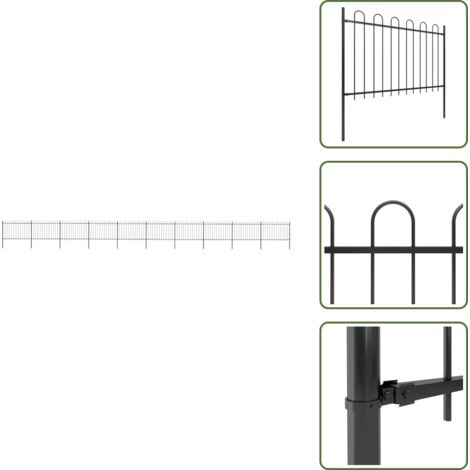 Valla de seguridad - vidaXL Valla de jardín con aro superior de acero 1781,5x120 cm negra - Valla para jardín