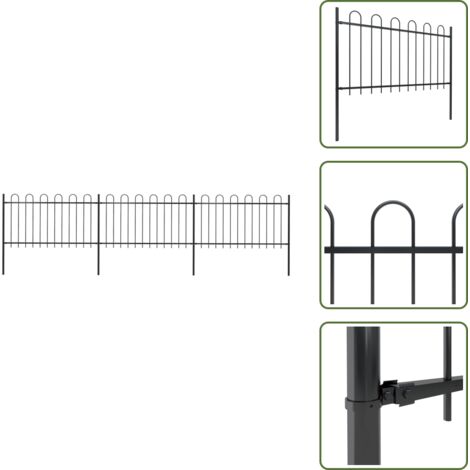 Valla de seguridad - vidaXL Valla de jardín con aro superior de acero 537x100 cm negra - Valla de jardín negra