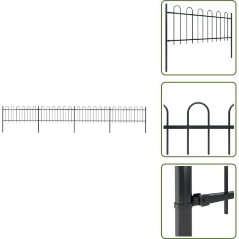 Valla de seguridad - vidaXL Valla de jardín con aro superior de acero 714,5x80 cm negra - Valla para jardín