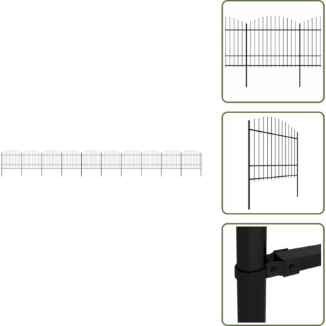 Valla de seguridad - vidaXL Valla de jardín con punta de lanza de acero 1781,5x175 cm negra - Valla de jardín negra