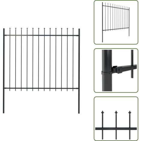 Valla de seguridad - vidaXL Valla de jardín Woerden con punta de lanza de acero, 181x150 cm, negro - Valla para jardín