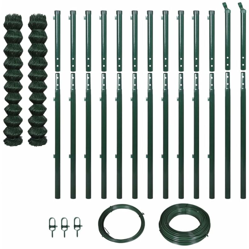 

Happyshopping - Valla de tela metalica con postes verde 1,97x25 m