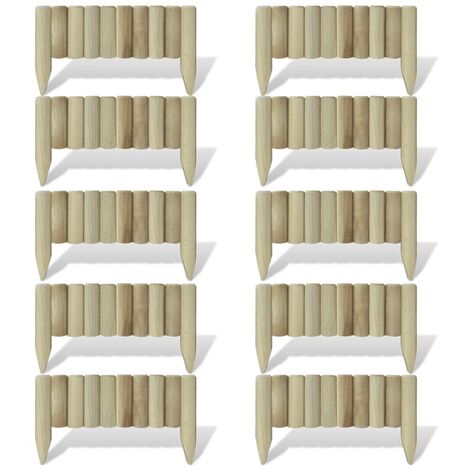 Valla de troncos borde de jardín 10 unidades madera FSC 60 cm