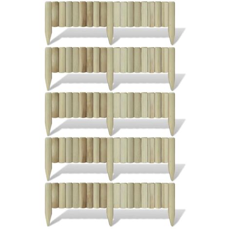Valla de troncos borde de jardín madera FSC 120 cm 5 unidades