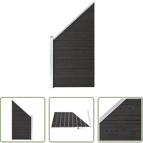 Valla de WPC -  Panel de valla WPC gris 95x(105-180) cm
