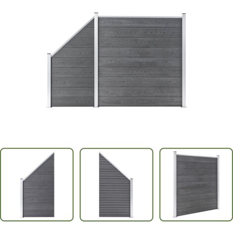 Valla de WPC -  Set de valla 1 cuadrada + 1 oblicua WPC gris 273x186 cm