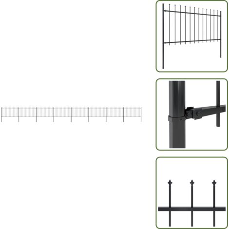 Valla decorativa - vidaXL Valla de jardín con punta de lanza de acero 1426x100 cm negra - Valla de seguridad