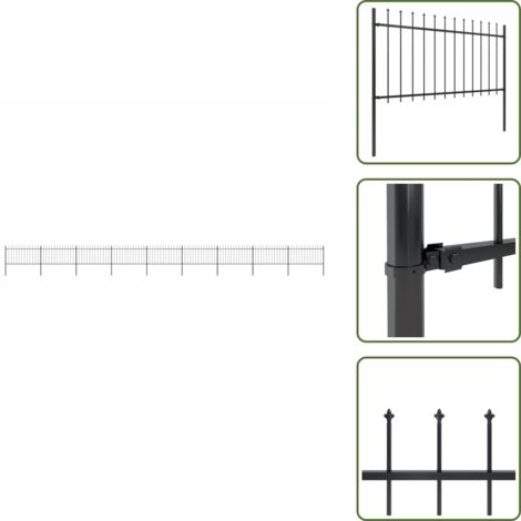 Valla decorativa - vidaXL Valla de jardín con punta de lanza de acero 1603,5x100 cm negra - Valla de seguridad
