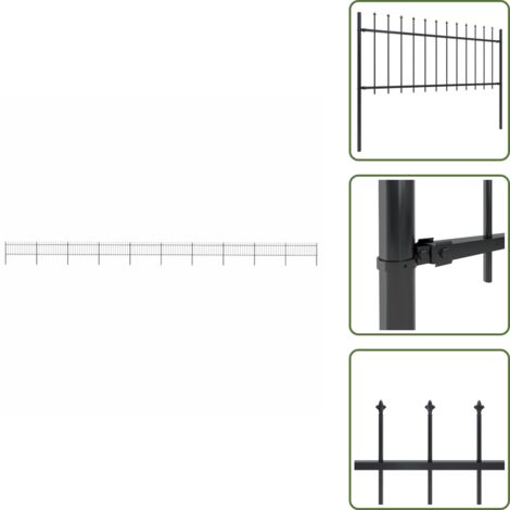 Valla decorativa - vidaXL Valla de jardín con punta de lanza de acero 1781,5x80 cm negra - Valla de seguridad
