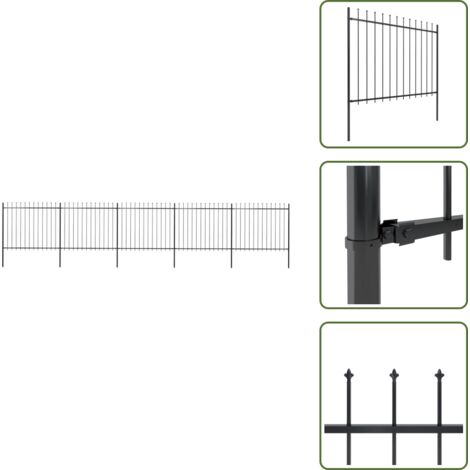Valla decorativa - vidaXL Valla de jardín con punta de lanza de acero 892,5x150 cm negra - Valla de seguridad