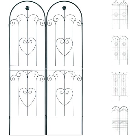 Valla enrejada para plantas trepadoras, arco de hierro para jardín, juego de 2 unidades, verde 130002896