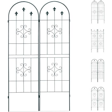 Valla enrejada para plantas trepadoras, arco de hierro para jardín, juego de 2 unidades, verde 1300028964