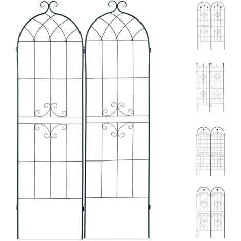 Valla enrejada para plantas trepadoras, arco de hierro para jardín, juego de 2 unidades, verde 1300028965