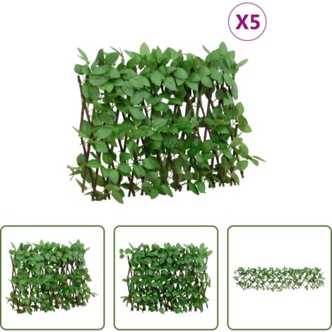 Valla extensible -  Enrejado expandible hiedra artificial verde 5 uds 180x30 cm