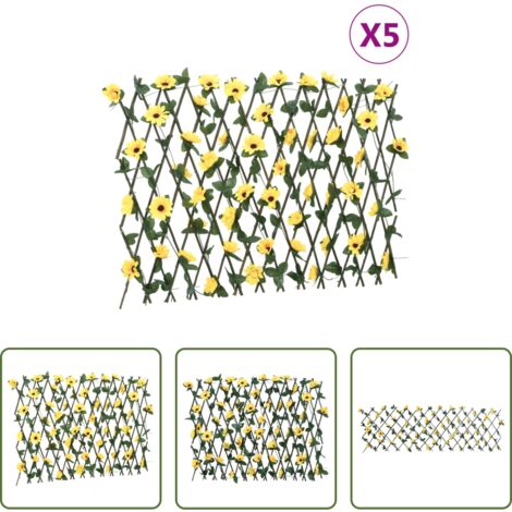 Valla extensible -  Enrejado expansible hiedra artificial amarillo 5 uds 180x60 cm