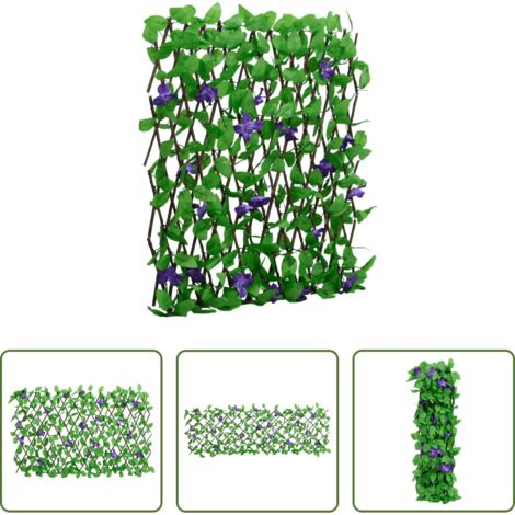 Valla extensible -  Enrejado valla expansible de hiedra artificial verde 180x70 cm