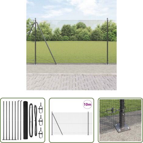 Valla exterior -  Poste de Valla Gris 10 x 1,4 m (malla de 12 x 12 mm)