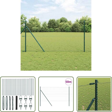 Valla exterior -  Poste de Valla Gris 50 x 1 m (malla de 36 mm) Acero y PVC