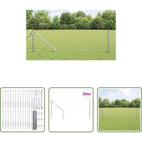 Valla exterior -  Poste de Valla Plateado 50 x 0,6 m (malla de 50 mm) Acero