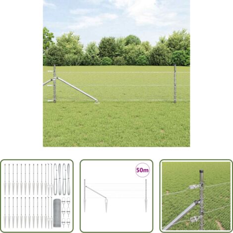Valla exterior -  Poste de Valla Plateado 50 x 0,8 m (malla de 25 mm) Acero
