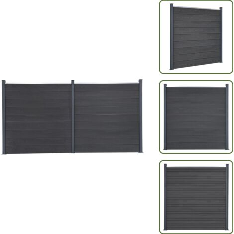 Valla gris - vidaXL Juego de paneles de valla WPC gris 353x186 cm - Valla residencial