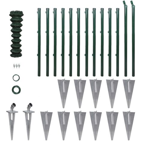 Valla metálica con estacas postes acero galvanizado 0,8x25 m vidaXL