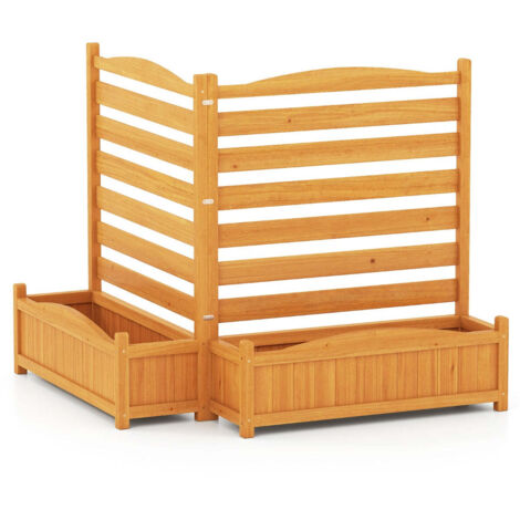 Valla modular de privacidad 85 x 85 x 101 cm para aire acondicionado y elementos decorativos de jardín en madera amarilla 200018193