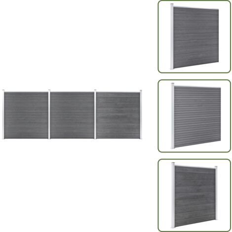 Valla modular - vidaXL Valla de jardín de WPC gris 526x186 cm - Valla de aluminio