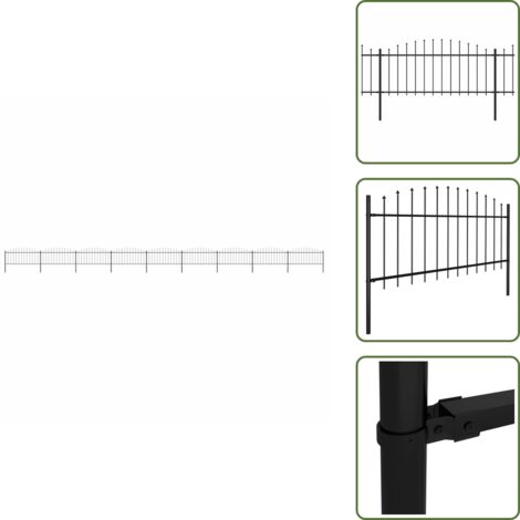 Valla negra - vidaXL Valla de jardín con punta de lanza de acero 1603,5x75 cm negra - Valla con puntas de lanza