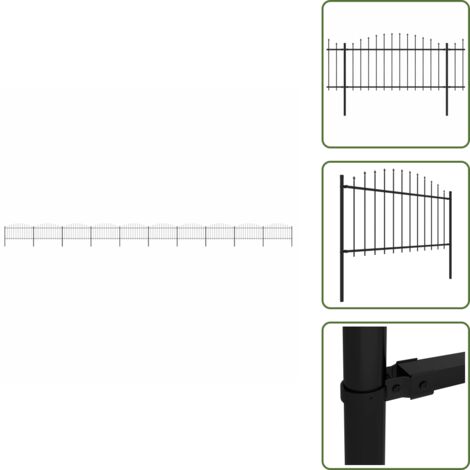 Valla negra - vidaXL Valla de jardín con punta de lanza de acero 1781,5x150 cm negra - Valla con puntas de lanza