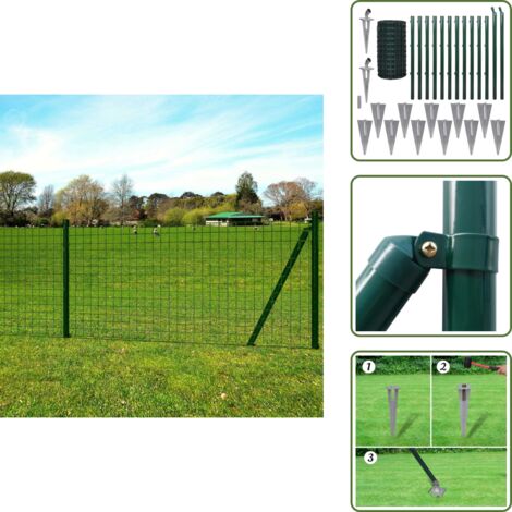 Valla para animales - vidaXL Euro Valla de acero verde 25x0,8 m - Valla de alambre
