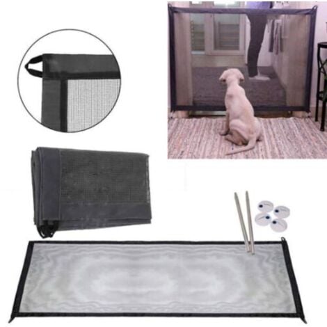 BES Valla para perros con puerta de red ajustable para protección de animales, 110 x 72 cm