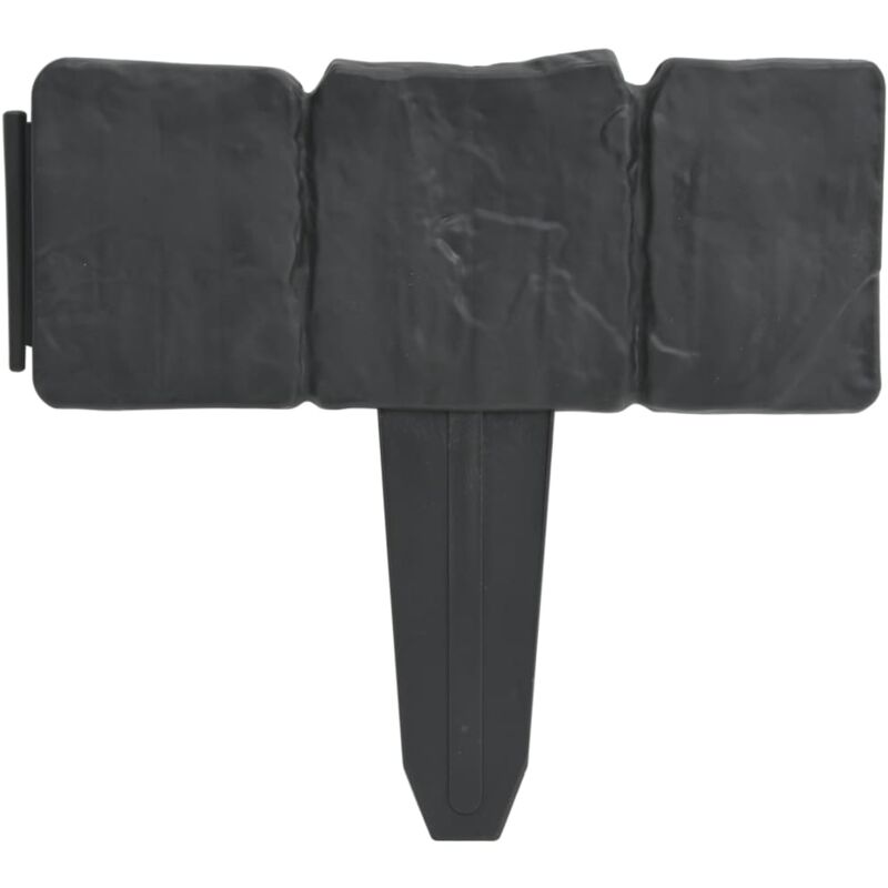 Valla Plástica De Jardín / Césped Piedra Efecto 41 Piezas 10 M - Grigio