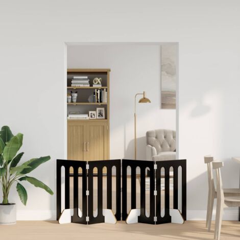 Valla plegable para mascotas 4 pcs Roble Negro 201 x 38 x 70 cm