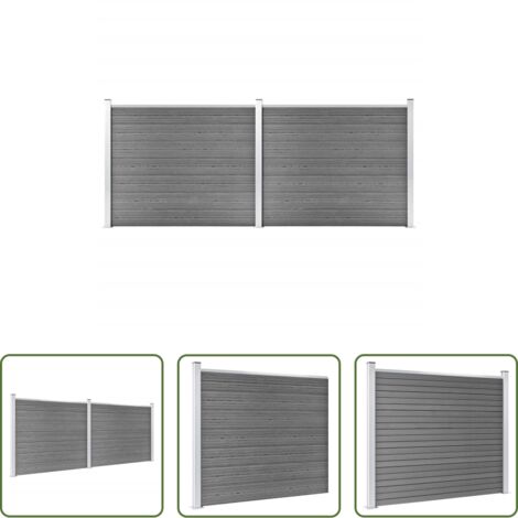 Valla residencial -  Set de panel de valla WPC gris 353x146 cm