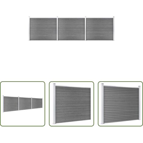 Valla residencial -  Set de panel de valla WPC gris 526x146 cm