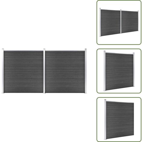 Valla residencial - vidaXL Juego de paneles de valla WPC negro 353x186 cm - Valla modular