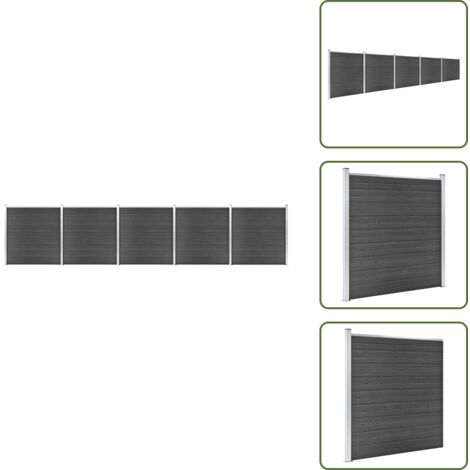 Valla residencial - vidaXL Juego de paneles de valla WPC negro 872x186 cm - Valla modular