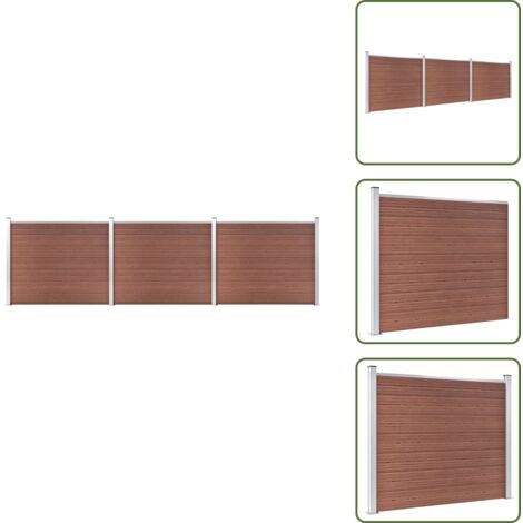 Valla residencial - vidaXL Set de panel de valla WPC marrón 526x146 cm - Valla modular