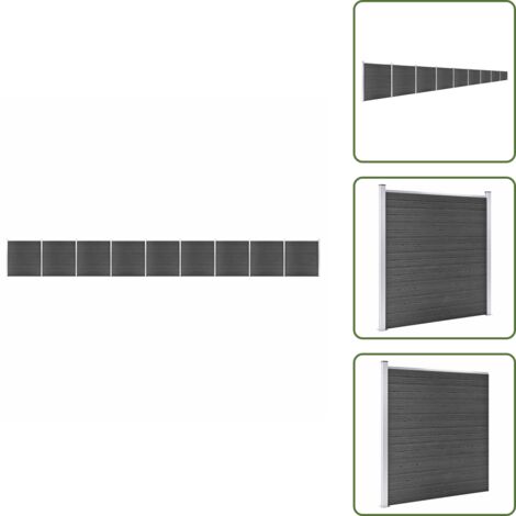 Valla resistente - vidaXL Juego de paneles de valla WPC negro 1564x186 cm - Valla modular