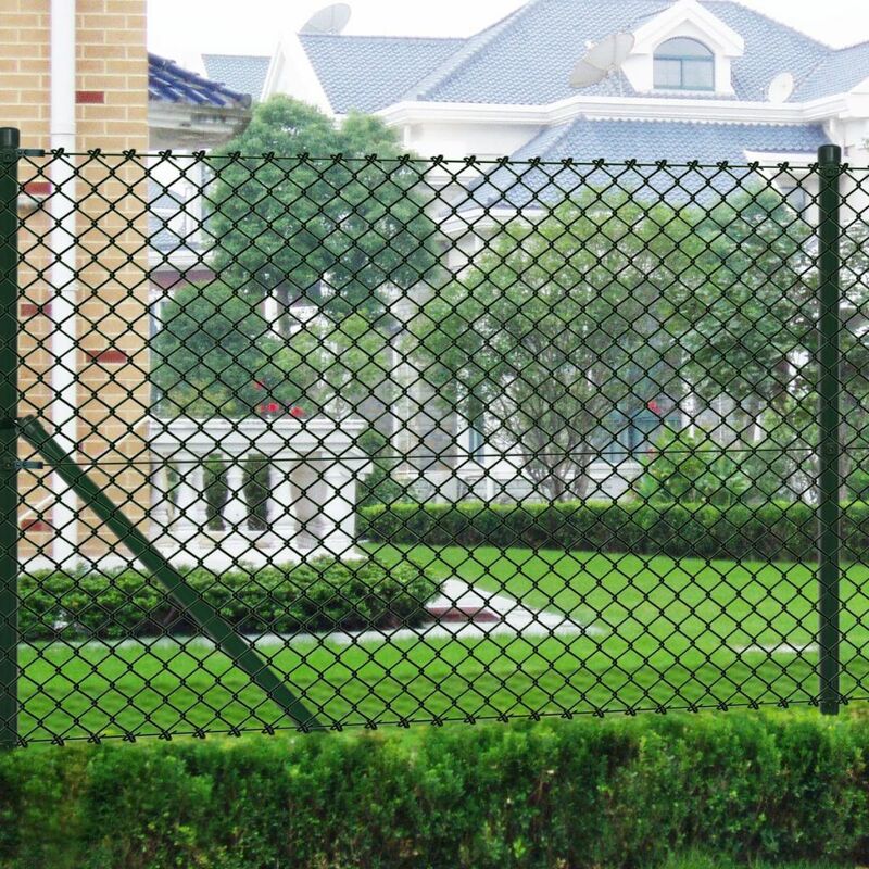 

Valla tela metálica con postes acero verde 1x15 m