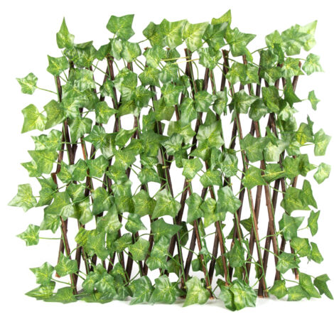 Valla telescópica artificial con flores y hojas verdes artificiales, ideal para jardines exteriores. Protege contra plantas trepadoras. Modelo de 40 x 20 cm.