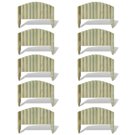 Valla troncos borde de jardín madera arqueada FSC 55 cm 10 uds