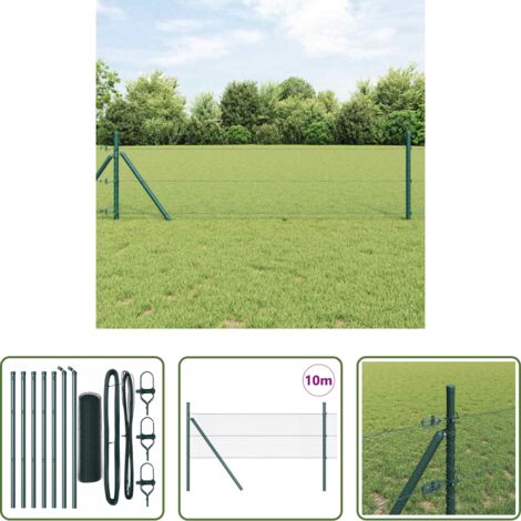 Valla verde -  Poste de Valla Verde 10 x 0,4 m (malla de 13 mm) Acero y PVC