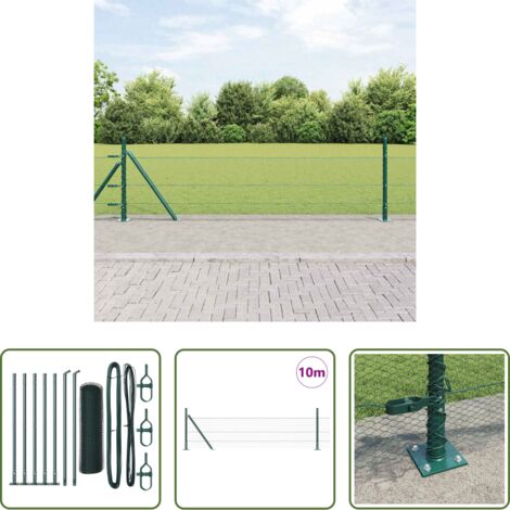 Valla verde -  Poste de Valla Verde 10 x 0,4 m (malla de 13 mm) Acero y PVC