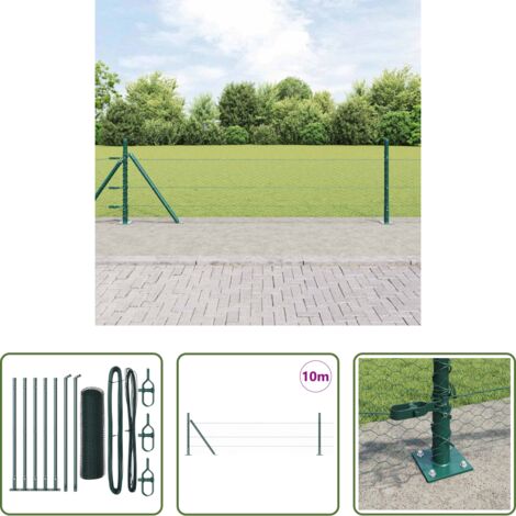 Valla verde -  Poste de Valla Verde 10 x 0,5 m (malla de 25 mm) Acero y PVC