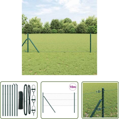 Valla verde -  Poste de Valla Verde 10 x 0,6 m (malla de 50 mm) Acero y PVC