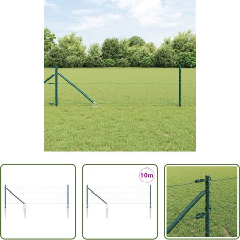 Valla verde -  Poste de Valla Verde 10 x 0,8 m (malla de 25 mm) Acero y PVC